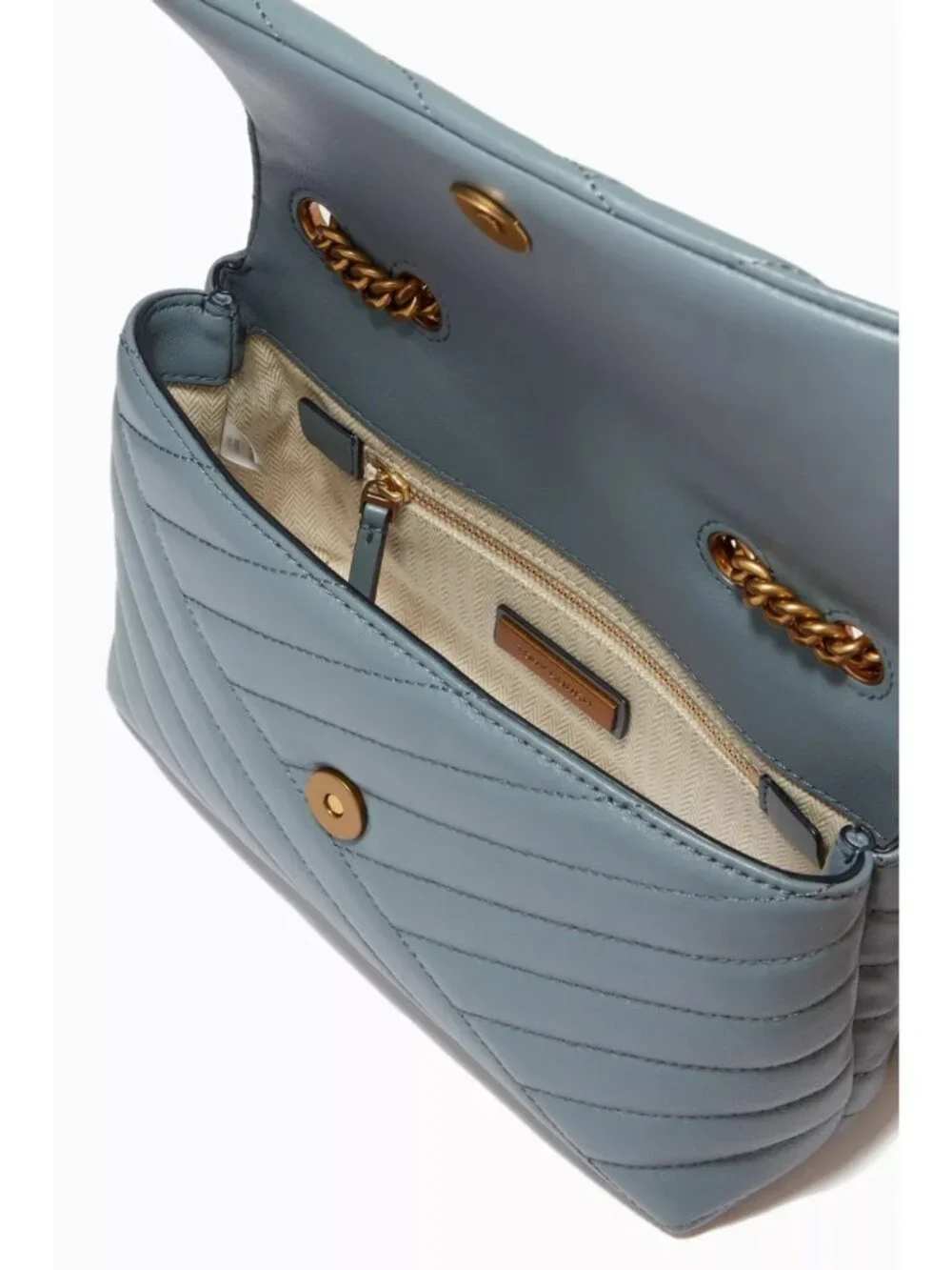 NWT Tory Burch Kira Chevron Small Convertible Bag Rainwater MSRP $598